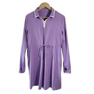 JACK SMITH Women's Sport Shirt Dress Sz L Purple Long Sleeve Pocket Athleisure